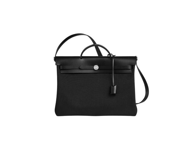 Hermes Hermes Herbag Messenger 39 Bag In Military Canvas With Palladium-Plated Noir-Noir - view 1