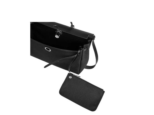Hermes Hermes Herbag Messenger 39 Bag In Military Canvas With Palladium-Plated Noir-Noir - view 3