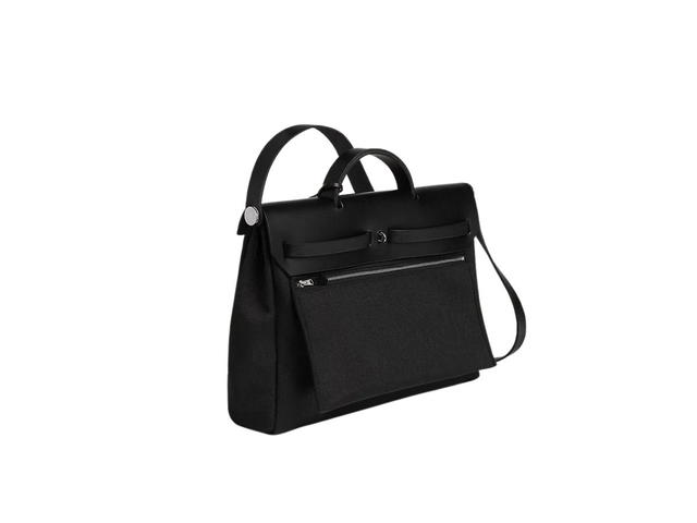 Hermes Hermes Herbag Messenger 39 Bag In Military Canvas With Palladium-Plated Noir-Noir - view 4
