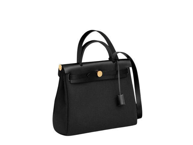 Hermes Hermes Herbag Zip 31 Bag In H Berline Canvas With Gold-Plated Clou De Selle Closure Noir - view 2