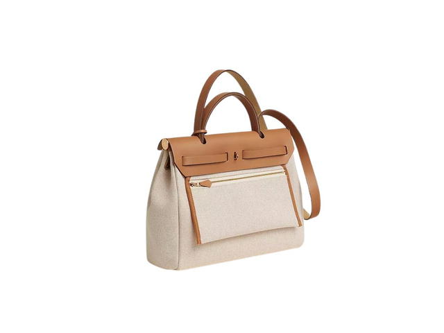 Hermes Hermes Herbag Zip 31 Bag In H Plume Canvas With Circuit 24 Motif And Gold-Plated Gris Meyer-Ecru Beige-Nature - view 4
