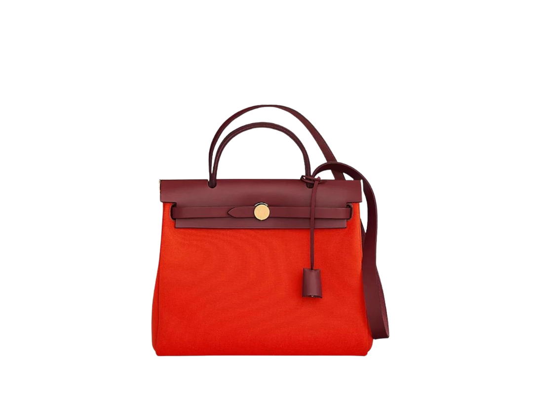 Hermes Hermes Herbag Zip 31 Bag In Retourne and Gold Orange Mecano With Rouge H