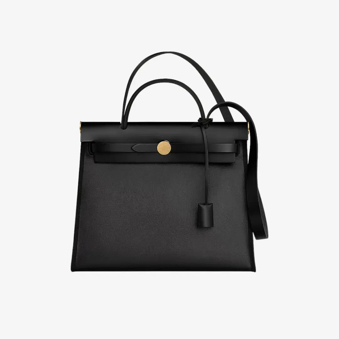 Hermes Hermes Herbag Zip 31 Bag Sellier H Berlin Canvas & Gold Noir Ecru