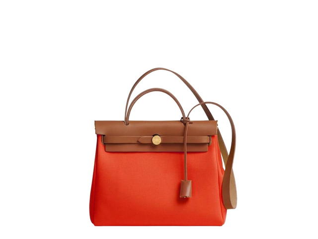 Hermes Hermes Herbag Zip 31 Bag Verso In Retourne Canvas With Gold Hardware Orange Mecano-Cuivre-Fauve - view 1