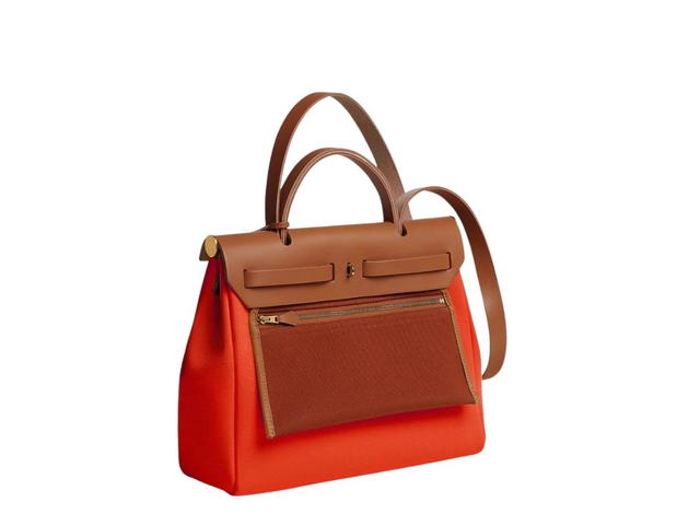 Hermes Hermes Herbag Zip 31 Bag Verso In Retourne Canvas With Gold Hardware Orange Mecano-Cuivre-Fauve - view 2
