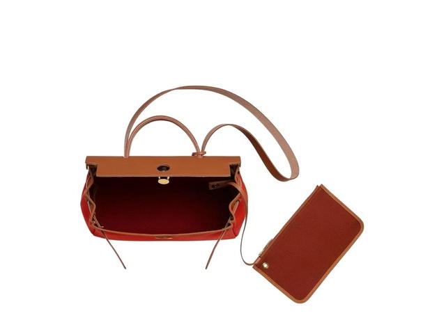 Hermes Hermes Herbag Zip 31 Bag Verso In Retourne Canvas With Gold Hardware Orange Mecano-Cuivre-Fauve - view 3