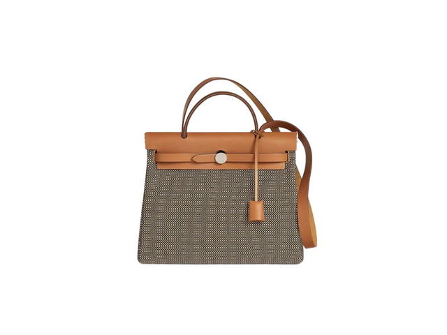 Hermes Hermes Herbag Zip 31 Retourne Bag In Viking Quadrille Canvas With Palladium-Plated Noir-Blanc-Desert-Nature - view 1