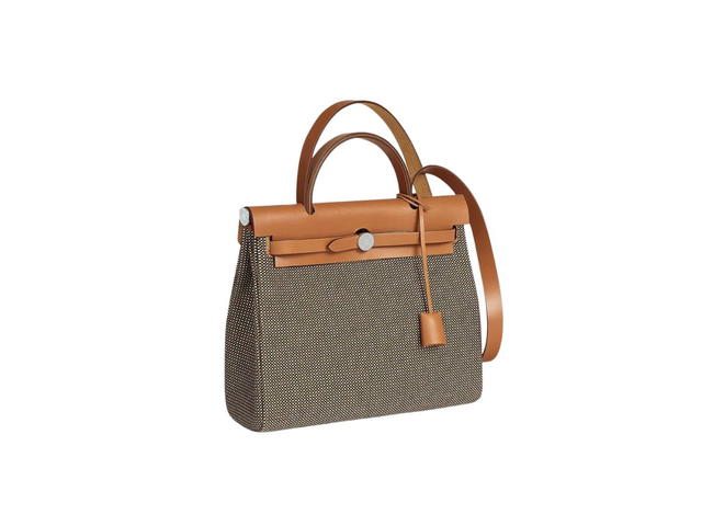 Hermes Hermes Herbag Zip 31 Retourne Bag In Viking Quadrille Canvas With Palladium-Plated Noir-Blanc-Desert-Nature - view 2