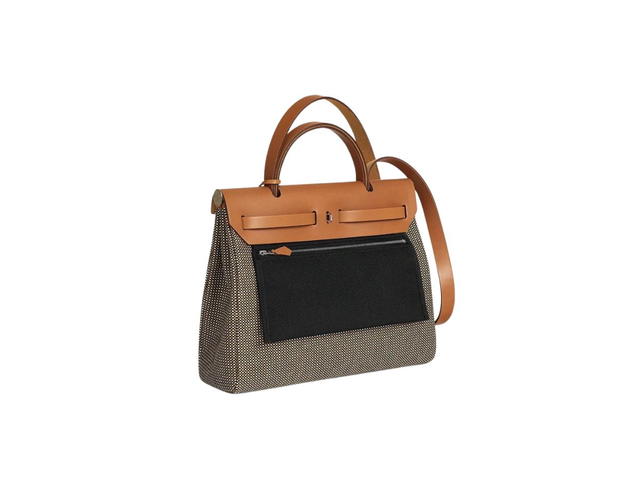 Hermes Hermes Herbag Zip 31 Retourne Bag In Viking Quadrille Canvas With Palladium-Plated Noir-Blanc-Desert-Nature - view 3