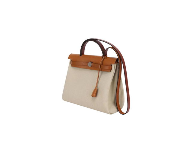 Hermes Hermes Herbag Zip 31 Retourne Verso Bag In Bicolor Officier Canvas With Palladium-Plated Beton-Cuivre-Nature-Fauve - view 2
