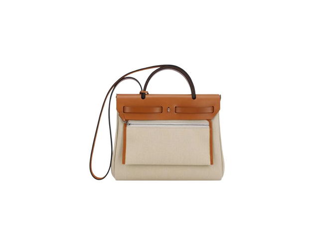 Hermes Hermes Herbag Zip 31 Retourne Verso Bag In Bicolor Officier Canvas With Palladium-Plated Beton-Cuivre-Nature-Fauve - view 4