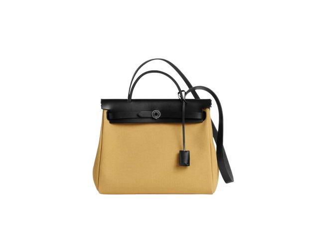 Hermes Hermes Herbag Zip 31 Retourne Verso Bag In Military Canvas With Palladium-Plated Ginger-Noir-Noir - view 1
