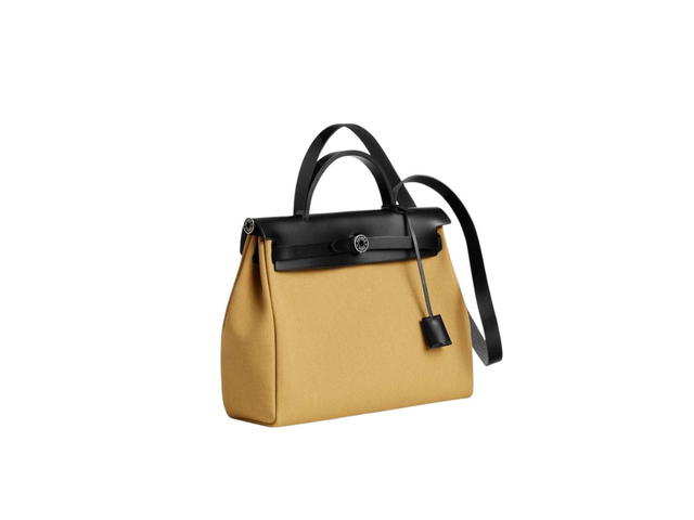 Hermes Hermes Herbag Zip 31 Retourne Verso Bag In Military Canvas With Palladium-Plated Ginger-Noir-Noir - view 2