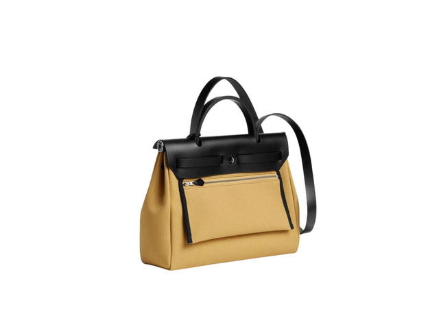 Hermes Hermes Herbag Zip 31 Retourne Verso Bag In Military Canvas With Palladium-Plated Ginger-Noir-Noir - view 3
