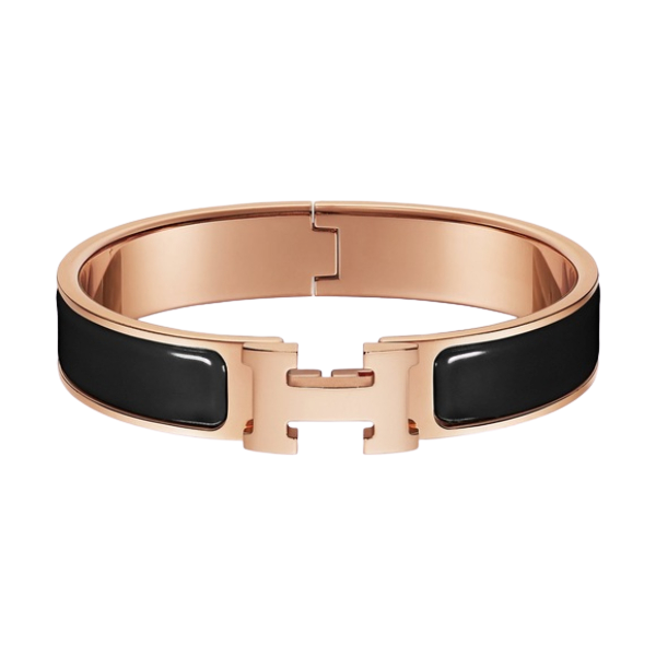 Hermes Hermes Black Clic H Bracelet PM Rose Gold Hardware