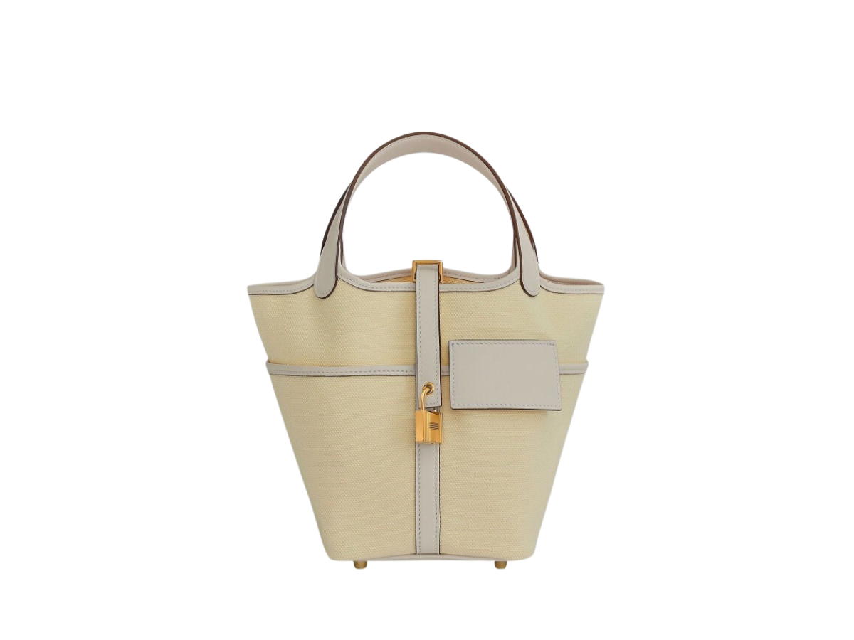 Hermes Hermes Picotin Lock Bag 18 In Goeland Canvas Swift With Gold-Plated Kelly Lock Closure Ecru Nata