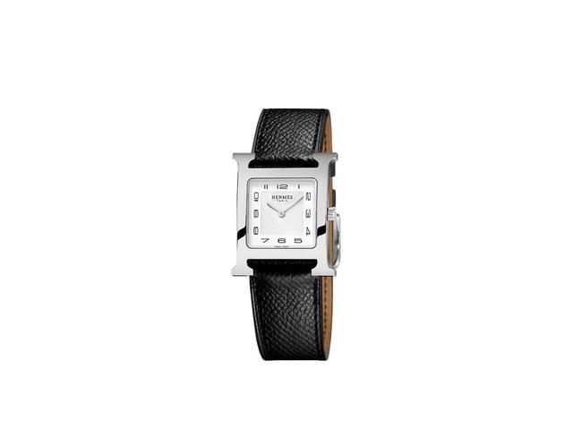 Hermes Hermes Heure H Watch Medium Model 30 MM In Black Epsom Calfskin With White Dial Noir - view 2