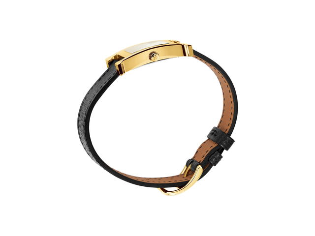 Hermes Hermes Heure H Watch Small Model 25 MM In Epsom Calfskin With Yellow Gold-Plated Steel Noir - view 3