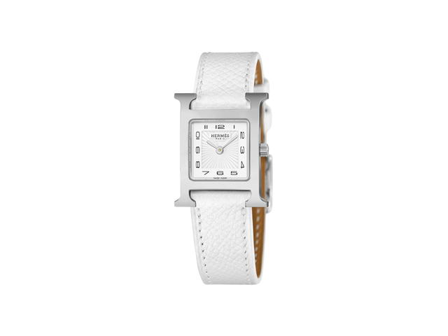 Hermes Hermes Heure H Watch Small Model 25 MM In White Epsom Calfskin With Steel Blanc - view 2