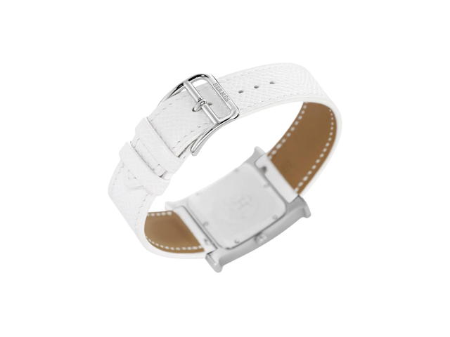 Hermes Hermes Heure H Watch Small Model 25 MM In White Epsom Calfskin With Steel Blanc - view 4