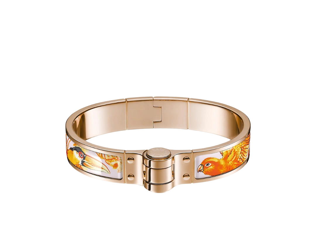 Hermes Hermes Hinged Bracelet Equateur In Plain Enamel With Rose Gold Plated Hardware Tropique