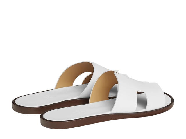 Hermes Hermes Izmir Sandal In Calfskin With Iconic H Cut-Out And Raw-Edged Detail Blanc - view 3