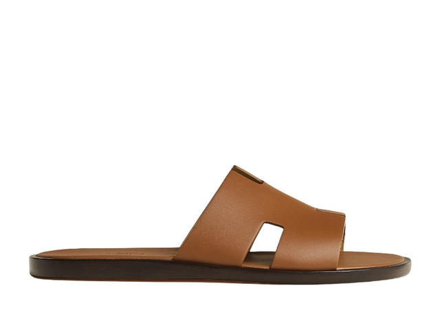 Hermes Hermes Izmir Sandal In Calfskin With Iconic H Cut-Out And Raw-Edged Detail Gold - view 1