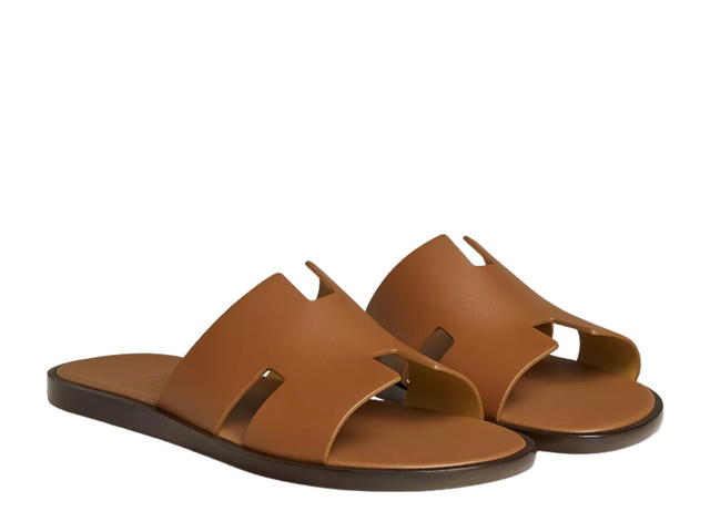 Hermes Hermes Izmir Sandal In Calfskin With Iconic H Cut-Out And Raw-Edged Detail Gold - view 2