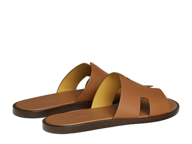 Hermes Hermes Izmir Sandal In Calfskin With Iconic H Cut-Out And Raw-Edged Detail Gold - view 3