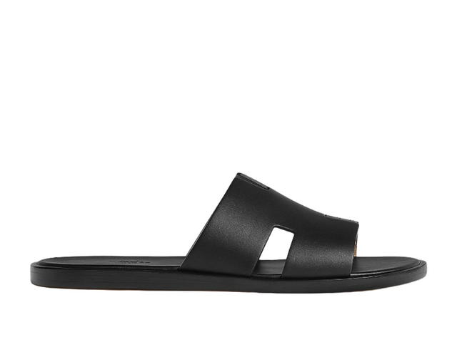 Hermes Hermes Izmir Sandal In Calfskin With Iconic H Cut-Out And Raw-Edged Detail Noir - view 1