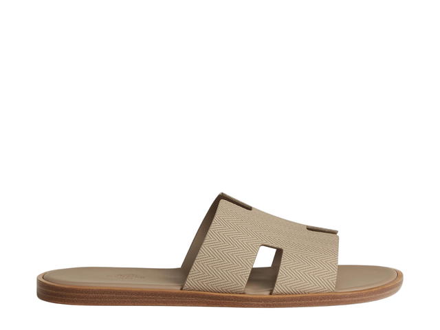Hermes Hermes Izmir Sandal In Chevron Calfskin With Iconic H Cut-Out Beige Sable - view 1