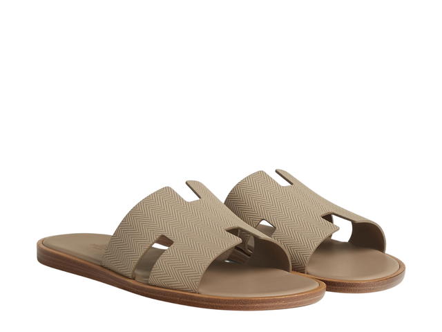 Hermes Hermes Izmir Sandal In Chevron Calfskin With Iconic H Cut-Out Beige Sable - view 2