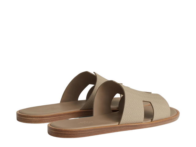 Hermes Hermes Izmir Sandal In Chevron Calfskin With Iconic H Cut-Out Beige Sable - view 3