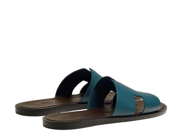 Hermes Hermes Izmir Sandal In Epsom Calfskin With Iconic H Cut-Out Bleu Canard-Marron Ebene - view 3