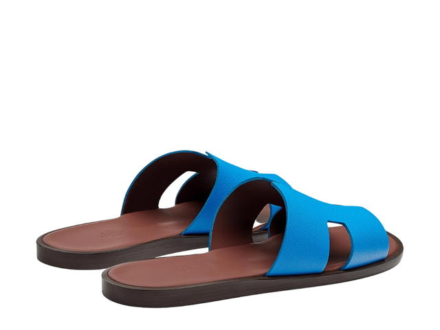 Hermes Hermes Izmir Sandal In Epsom Calfskin With Iconic H Cut-Out Bleu Santorin-Brun Acajou - view 2
