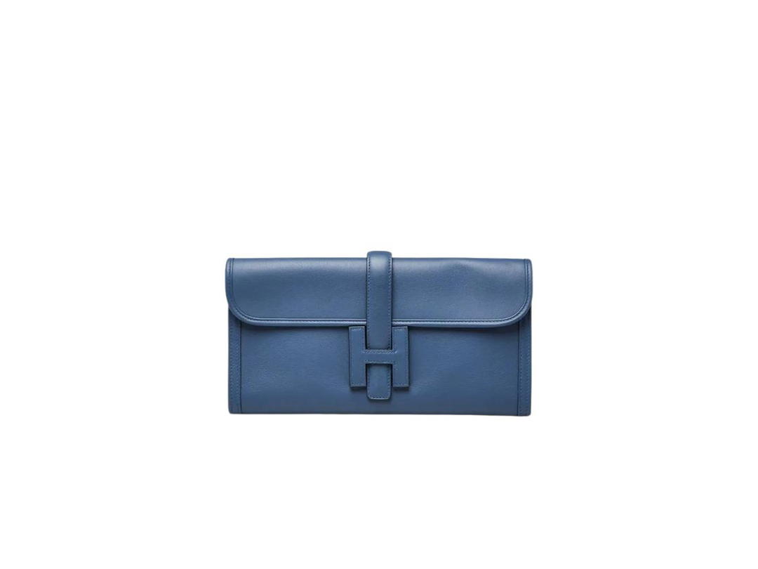 Hermes Hermes Jige Elan 29 Clutch Bag In Swift Calfskin Bleu Agate