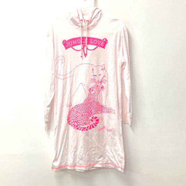 Hermes HERMES Jungle Love Leopard Sweatshirt Dress Hooded Long Sleeve cotton pink - view 2