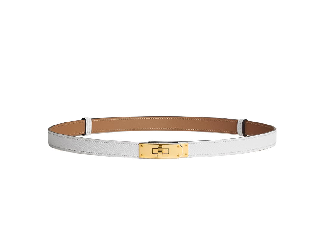 Hermes Hermes Kelly 18 Belt In Epsom Calfskin With Gold Plated Kelly Buckle Blanc