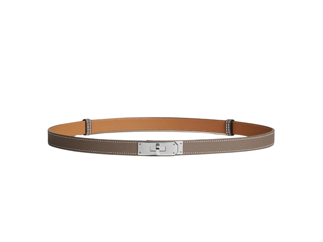 Hermes Hermes Kelly 18 Belt In Epsom Calfskin With Palladium-Plated Kelly Buckle Étoupe