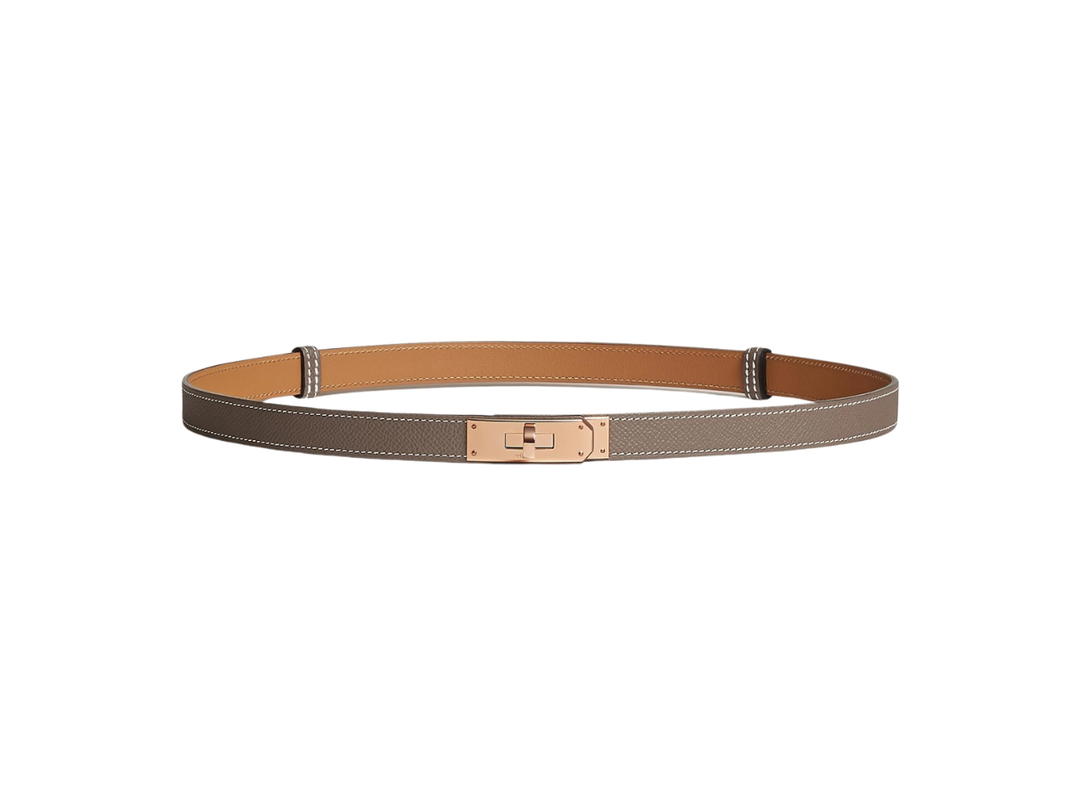 Hermes Hermes Kelly 18 Belt In Epsom Calfskin With Rose Gold-Plated Kelly Buckle Étoupe