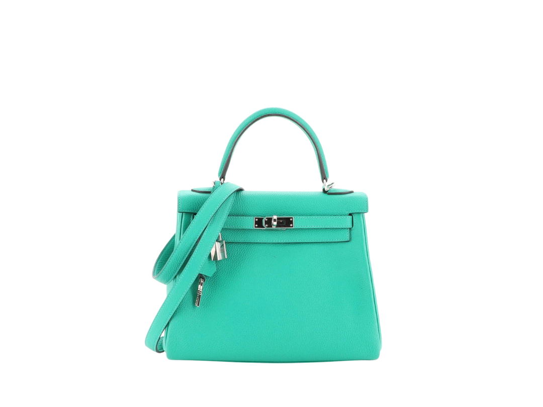 Hermes Hermes Kelly 25 Bag In Togo Calfskin With Palladium-Plated Hardware Menthe