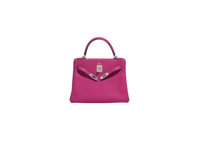Hermes Hermes Kelly 28 Bag In Togo Leather With Palladium-Plated Hardware Rose Pourpre - view 2