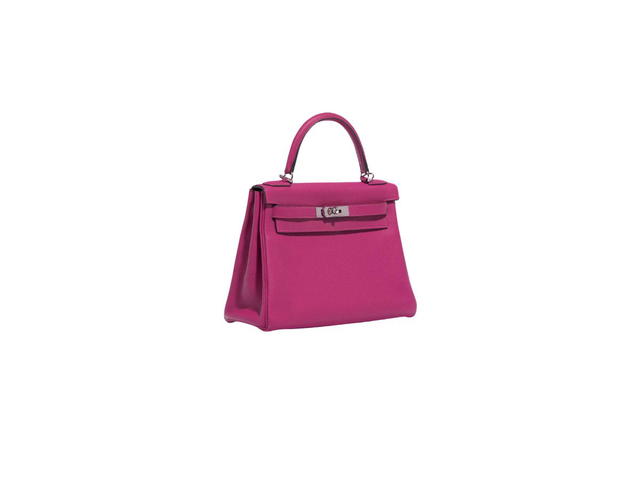 Hermes Hermes Kelly 28 Bag In Togo Leather With Palladium-Plated Hardware Rose Pourpre - view 3