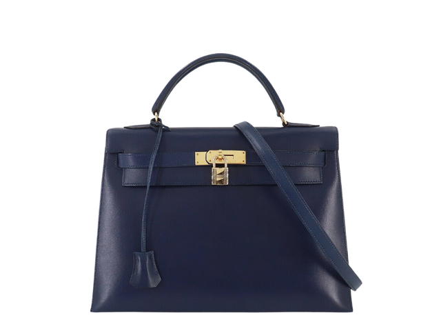 Hermes Hermes Kelly 32 Bag In Box Calf Leather WIth Gold-Tone Hardware Navy - view 1