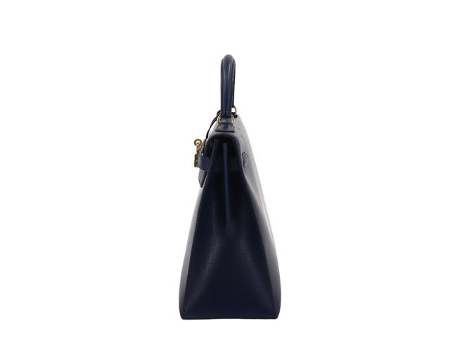 Hermes Hermes Kelly 32 Bag In Box Calf Leather WIth Gold-Tone Hardware Navy - view 3