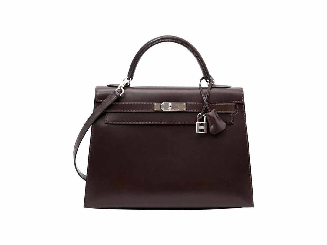 Hermes Hermes Kelly 32 Box Calf Leather Chocolat
