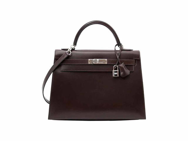 Hermes Hermes Kelly 32 Box Calf Leather Chocolat - view 1