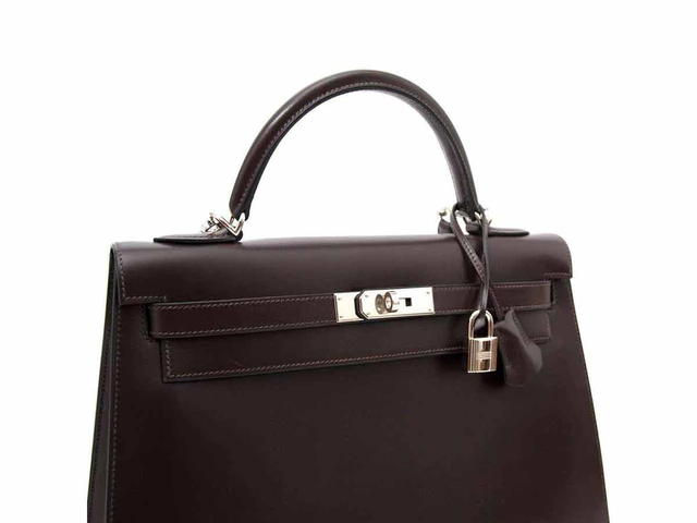 Hermes Hermes Kelly 32 Box Calf Leather Chocolat - view 2