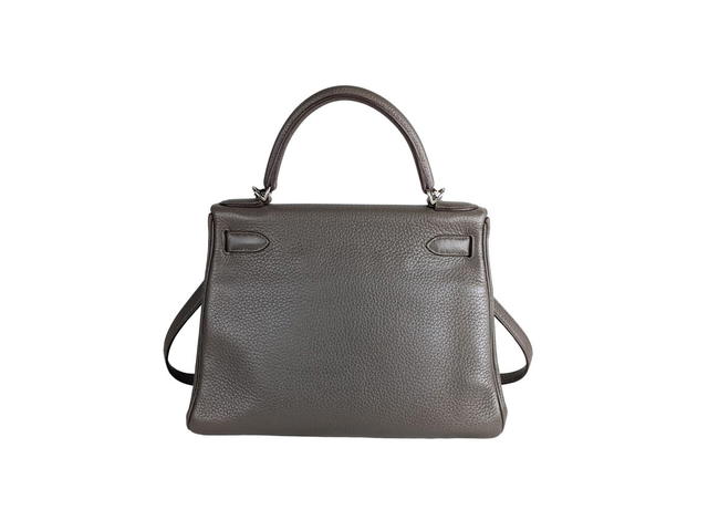 Hermes Hermes Kelly Bag 28 Clemence Leather Etain - view 2