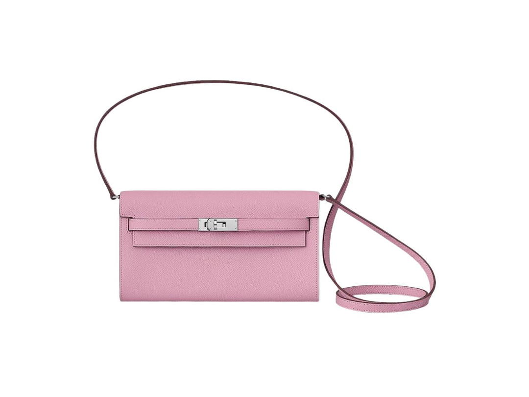 Hermes Hermes Kelly Classic To Go Wallet In Epsom Calfskin Leather With Palladium-Plated Kelly Closure Mauve